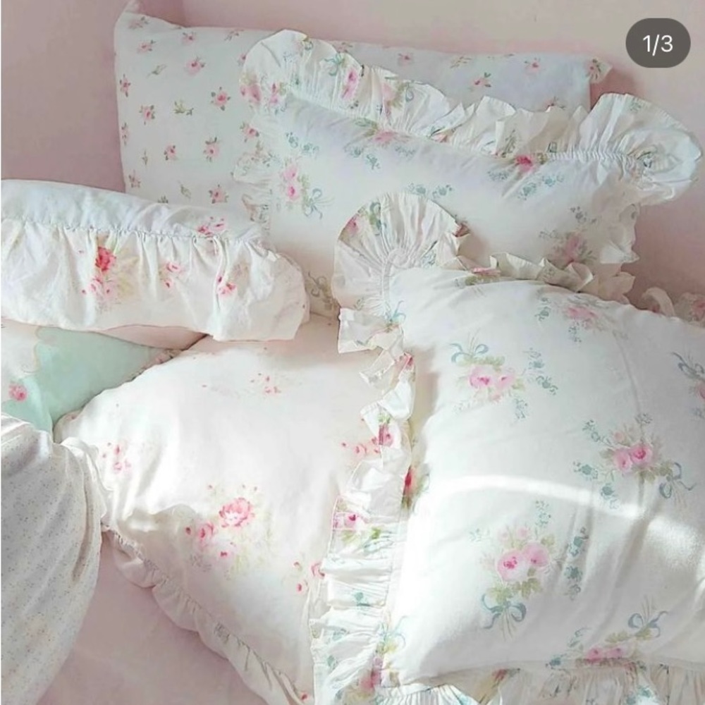 COPY - COPY - COPY - Floral simply shabby chic ruffle pillow